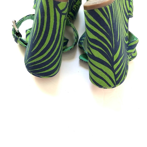 Gap Green Blue  Floral Wedge Sandal Heels - Picture 11 of 12